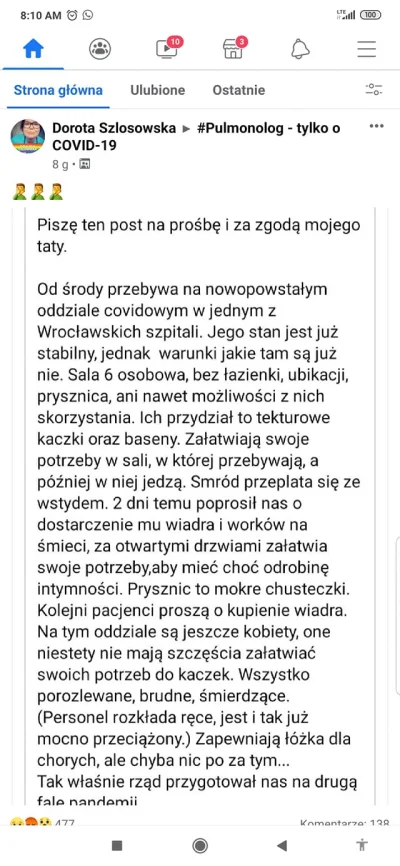 z.....j - Jak zachorujesz to będziesz leżał w sali 6 osobowej i defekował razem z inn...