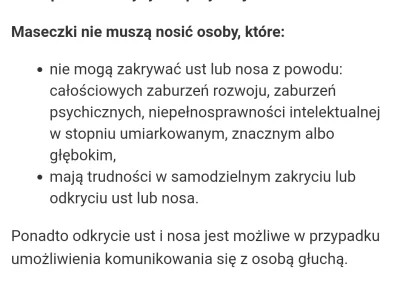 modzelem - Osoby upośledzone umysłowo są zwolnione z obowiązku zakrywania ust i nosa.