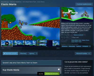 ririsu12 - To nie fejk. Tyle Elasto Mania kosztuje na Steamie :O
#staregry #retrogam...