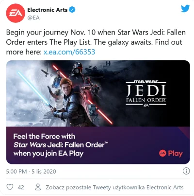patrol411 - Star Wars Jedi Fallen Order ląduje w EA Play ( i gamepass) 10 listopada
...