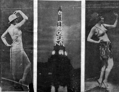francuskie - Tak w polskiej prasie w 1926 roku pokazywano wieżę Eiffla z reklamą Citr...