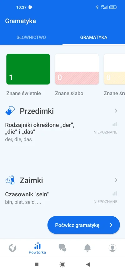 Lethorn - Dlaczego na Busuu nie zapisuje mi gramatyki do powtórek? Jestem w połowie A...