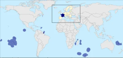 xarcy - Tak wygląda prawdziwa mapa Francji, 12 stref czasowych. Potęga do tej pory.