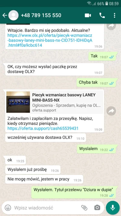 p.....7 - Miałem wczoraj to samo. Wg mnie to bot pisal. Zadzwonilem na nr jak juz wie...