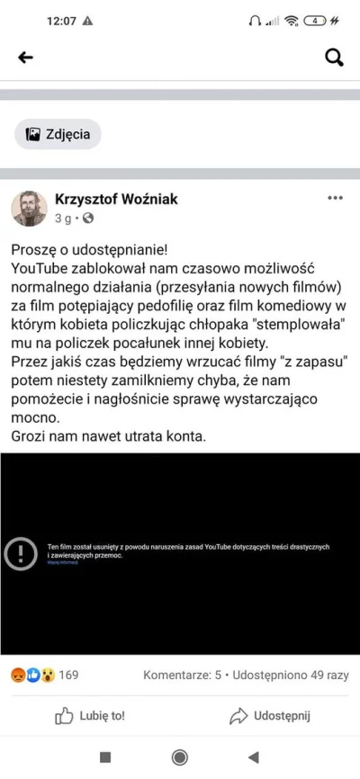 M.....T - Może w końcu youtube usunie mu kanał (to znaczy bezduszna lewacka korporacj...