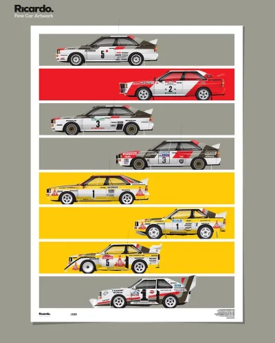 pekas - #rajdy #wrc #motoryzacja #samochody #80s #grupab #audi #quattro #plakat #graf...