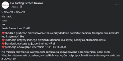 dominik2005 - Jakbyscie mieli ochote na gokarty to jest spoko promka w Krakowie. ( ͡º...