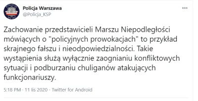 Logan00 - >Zachowanie przedstawicieli Marszu Niepodległości mówiących o "policyjnych ...