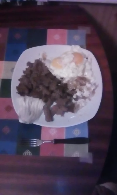 anonymous_derp - Dzisiejszy obiad: Smażona wołowina mielona, 4 jajka sadzone, #maryno...
