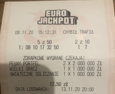 cr_7 - Dziś do wygrania 205.000.000zł w EuroJackpot!
Jeżeli dzisiaj uda mi się wygrać...