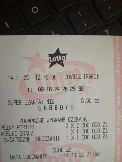 perrod - Wczoraj nie udało się z Eurojackpot, może dzisiaj poszczęści się w Lotto. Ta...