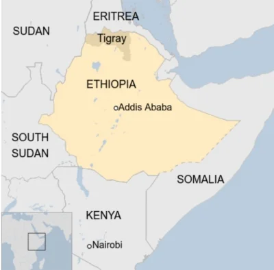 m.....0 - Niżej mapa pogladowa. Mieszkańcy prowincji Tigray prowadzą wieloletni konfl...