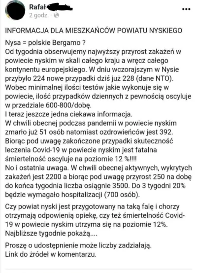 ajag - Rzeczywiście w Nysie chyba obecnie najgorsza sytuacja covidowa, zresztą już od...