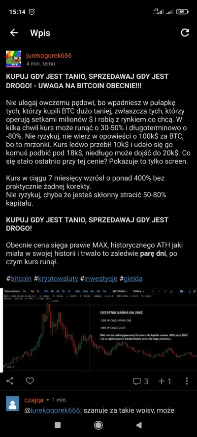 LM2137 - #bitcoin Nie słuchajcie go bo głupoty gada i czarnolistuje. Teraz jest dobry...