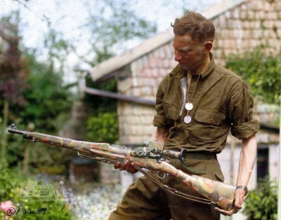 wojna - Karabin snajperski M1903 Springfield używany przez amerykańskich snajperów po...