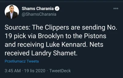 kendzior333 - Shamet na #bruklinstronk, Kennedy do Clippers, 19 pick do Pistons #nba