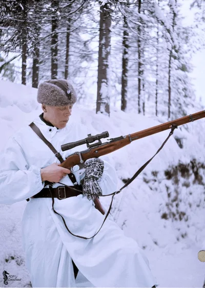 myrmekochoria - Fiński żołnierz ze zdobycznym Mosinem, 13 lutego 1940 roku. 

#star...
