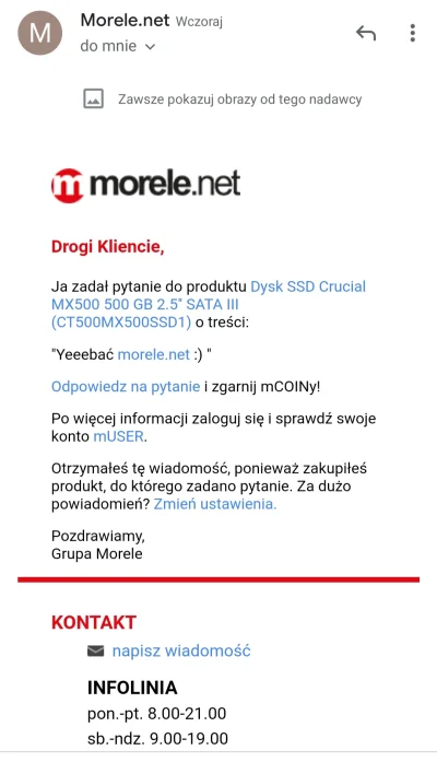 lennyface - #morele @morele_net 

Klient zadał pytanie i nie wiem co odp
Pls help