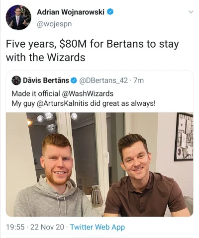 piotr-zbies - 80 mln / 5 lat dla Bertansa w Wizards. 

#nba