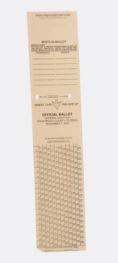 Wariner - Zdjęcie numer 2: pusta karta wyborcza z Palm Beach.