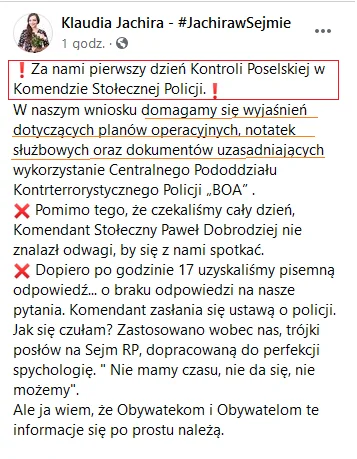 elim - Tutaj info o tym jak bardzo policja "spanikowała" przed Jachirą xD