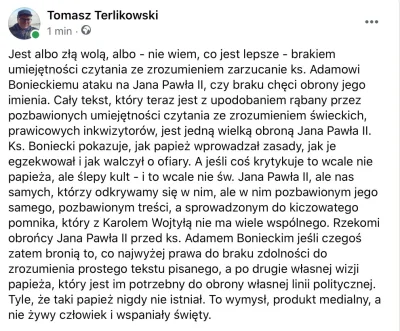 Tom_Ja - Terlikowski o Bonieckim: Jest albo złą wolą, albo brakiem umiejętności czyta...