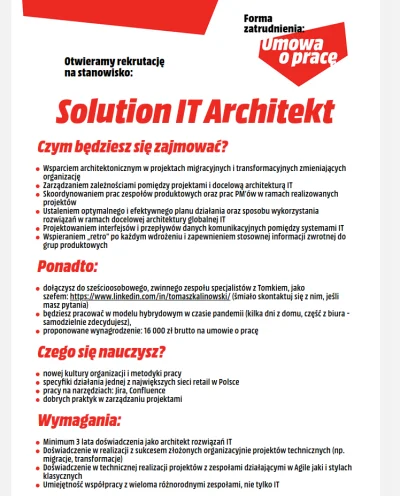 kamillus - Reklama na stanowisko Solution IT Architekt :D
#rekrutacja prowadzona na ...