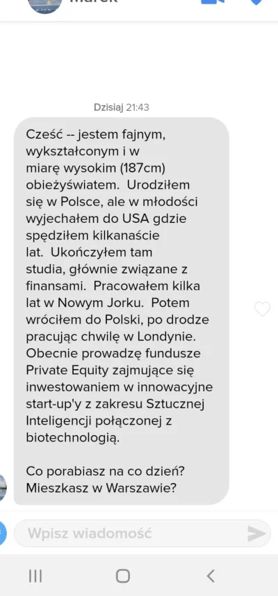 aaabbbccc - Dla odmiany - rozmowa od koleżanki. Facet pomylił ją z pracuj.pl
#tinder