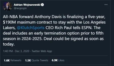 zwierzy - Davis podpisuje z LAL na 5 lat


https://twitter.com/wojespn/status/1334...