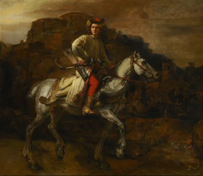 wjtk123 - "Jeździec polski" - obraz namalowany przez Rembrandta w połowie XVII w. Dla...
