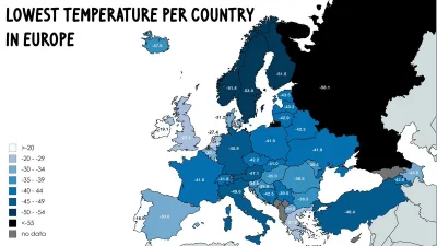 arturo1983 - Najniższa odnotowana temperatura w państwach europejskich

#mapporn #m...
