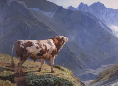 UrbanNaszPan - Bull in the Alps (1884)
Eugène Burnand

#art #sztuka #malarstwo #ob...
