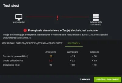 tempyuser - Jak pozbyć się problemu utraty pakietów w geforce now? Zmieniłem na inny ...