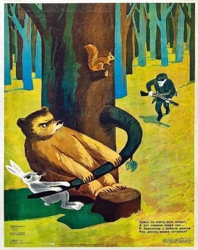 Borealny - Radziecki plakat przeciw kłusownikom. 1979.
#ilustracja #rosja #zsrr #sztu...
