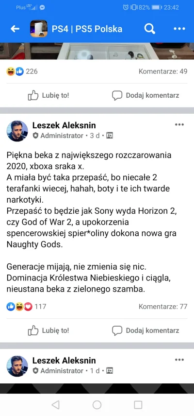 wolfenek - Ja #!$%@?. Wchodzę sobie na największą grupę w Polsce nt. Konsol sony, a t...