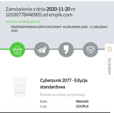 TheFlashes - Zamawiał ktoś kiedyś preordery w #empik? #cyberpunk2077 wciąż jest w rea...