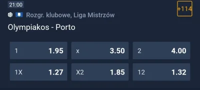 elus2137 - Witam mirków
Dzis meczyk olympiakos vs porto
Co myslicie na kogo rzucic ...