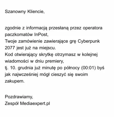 Kopciarz - Dzisiaj otrzymałem potwierdzenie