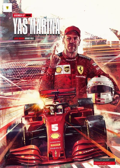 Ghuthek - Plakat Ferrari na ostatni wyścig sezonu i na ostatni występ Vettela w czerw...