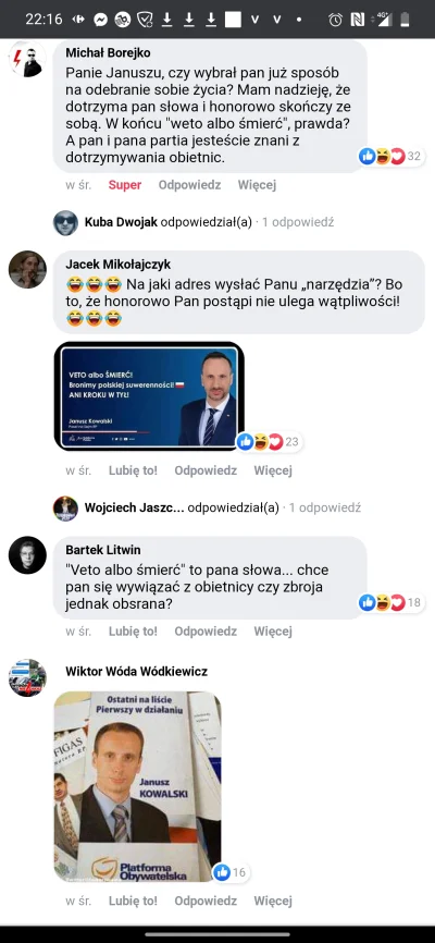 contrast - „Weto albo śmierć”
Warto wejść na FB Janusza Kowalskiego i poczytać komen...
