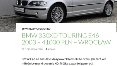 p.....n - Nawet właściciel #gieldaklasykow ma beke z e46 w gnoju będącego klasykiem
...