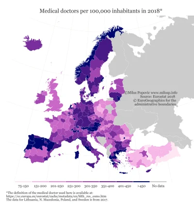 nonOfUsAreFree - Ilość lekarzy na 100 000 mieszkańców.
#mapporn #mapy #ciekawostki