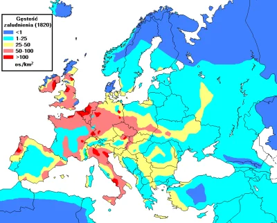 szkorbutny - Gęstość zaludnienia Europy 1820 rok
#mapy #historia #mapyboners #statys...