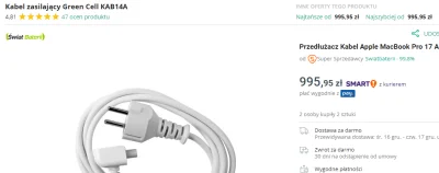 alteran - Kabel zasilający MacBook Pro za jedyne 995,95 PLN ( ͡° ͜ʖ ͡°) Wiem, że pewn...