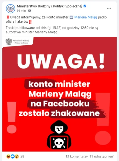 mhrok87 - Ministerstwo Rodziny i Polityki Społecznej dziś na FB zamieściło taki komun...