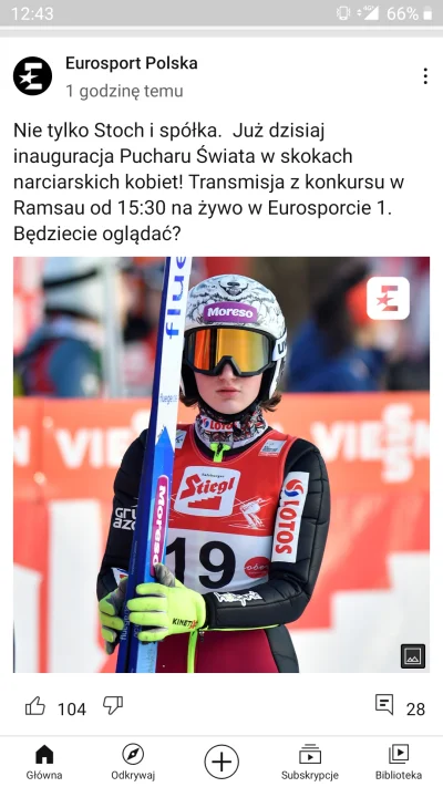 kwmaster - #skoki
Dzisiaj o 15:30 na Eurosport 1 skoki kobiet z Ramsau. Niestety do k...