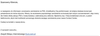 Ballabird - Miałem anulowane zamówienie na PS5 w EURO, właśnie przysłali maila, że bę...