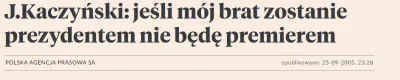 JAn2 - Ostatnio prezes Kaczyński powiedział że na prezesa będzie startować po raz ost...