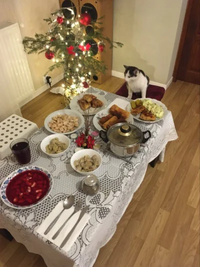 KUTASKOZLA - jem dorsze z kotem, wesołych świąt Mirki i Mirabelki :-) 
#wigilia #kot...