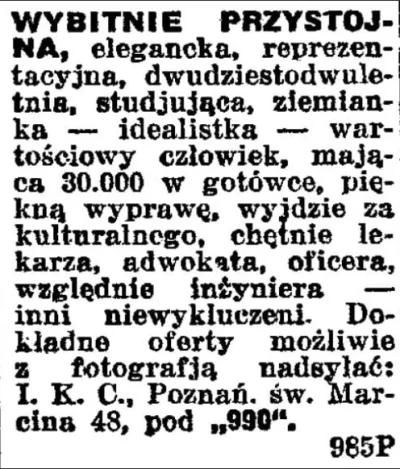 dr_Klotz - Tak wyglądało ogłoszenie matrymonialne w Ilustrowanym Kurierze Codziennym,...